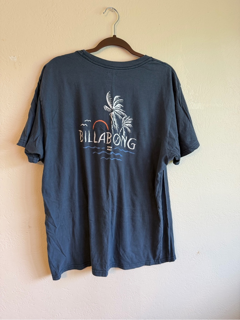 Billabong Navy Graphic Palm Short Sleeve Tee with Sunset Accent